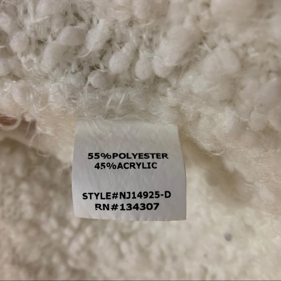 Lumiere White Nubby Fuzzy Cardigan Pockets L - Picture 4 of 7